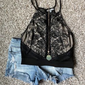 Charlotte Russe Lace Crop Top - Size M